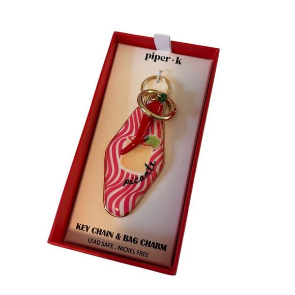 Piper.k Hot Pink Picante Gold Tone Key Chain & Bag Charm. Stand Out Hot Stuff! - Picture 3 of 5